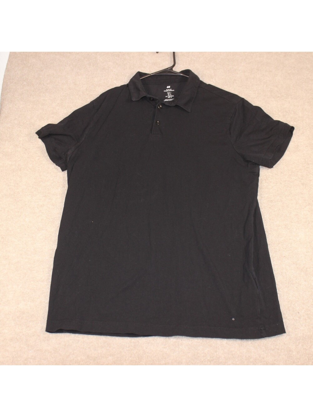 H&M Slim Fit Black Polo Shirt Large